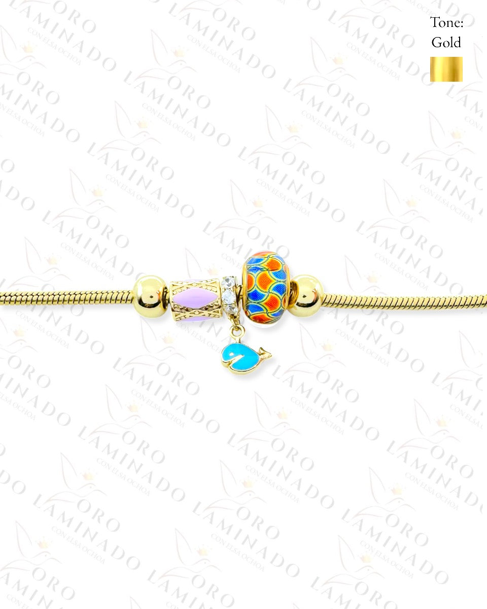 High Quality Blue Whale Charm Bracelet (Gold Filled) C201