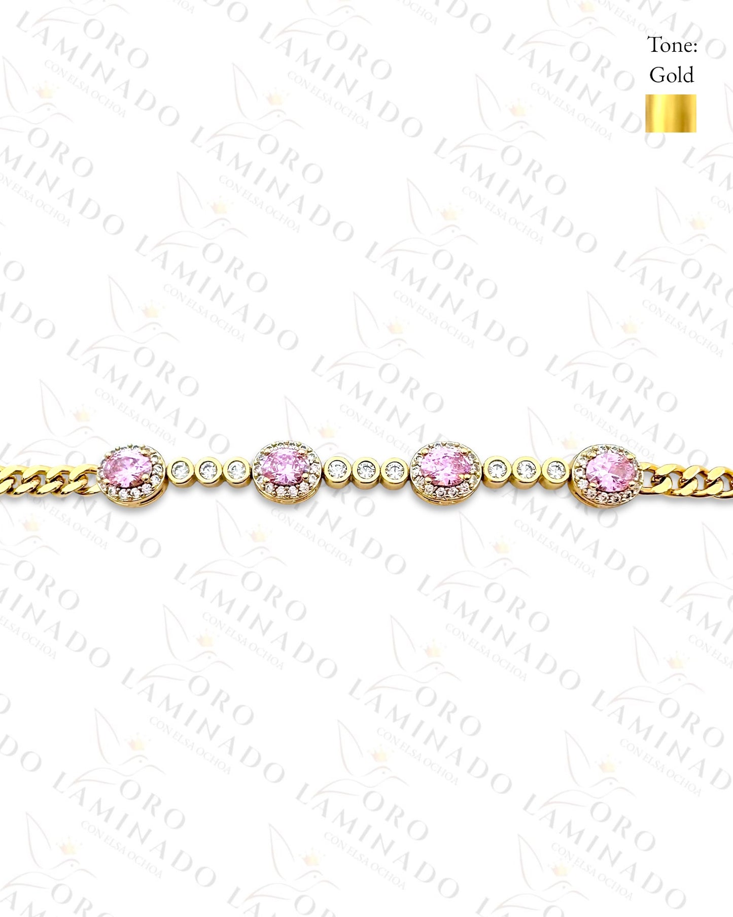 High Quality Gold Filled Pink Stones Bracelet R231