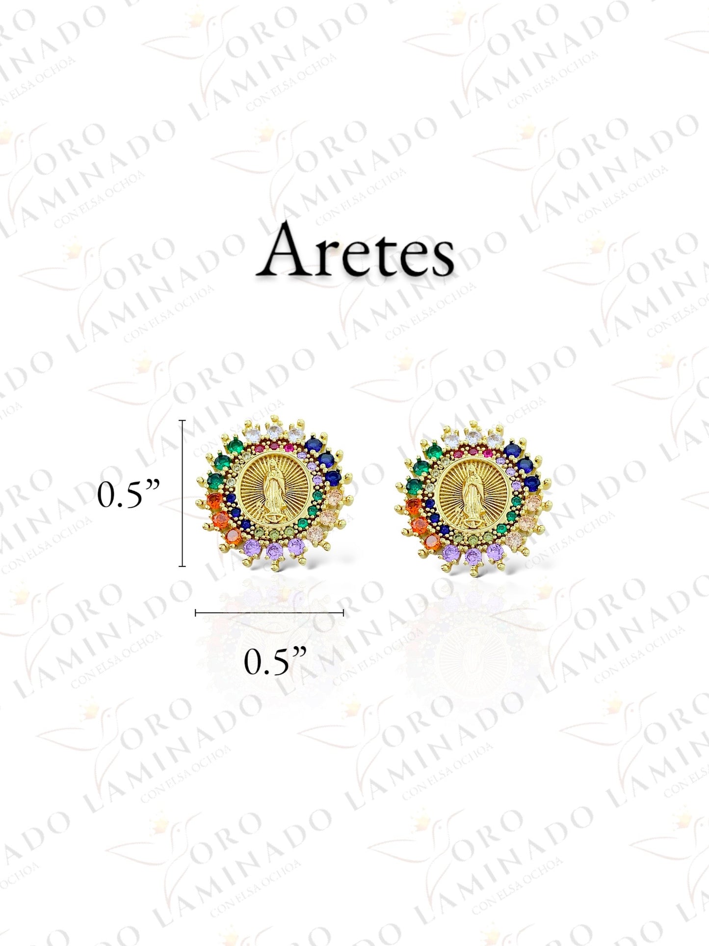 Multicolored  Virgen de Guadalupe Round Set G382