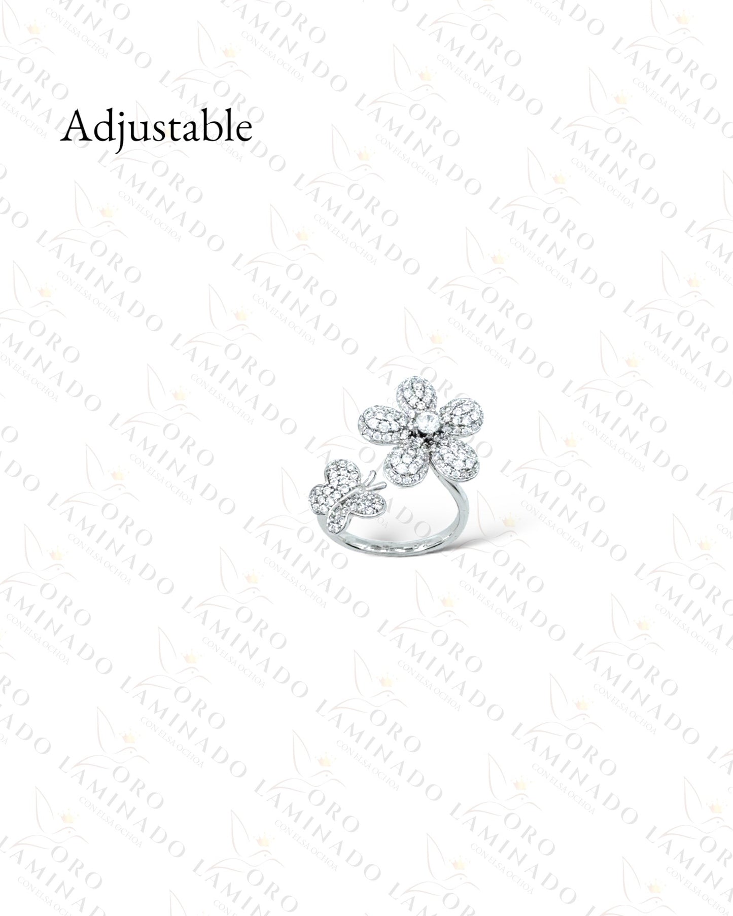 High Quality Adjustable Silver Flower Ring B67