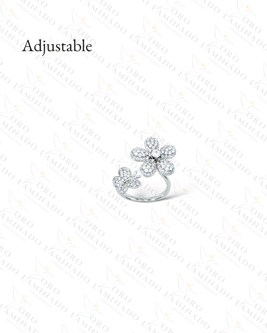 High Quality Adjustable Silver Flower Ring B67