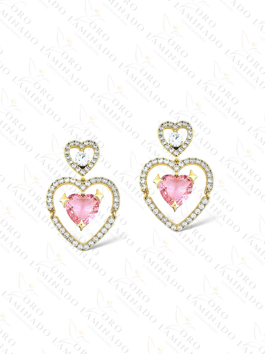 High Quality Pink Heart Earrings C461