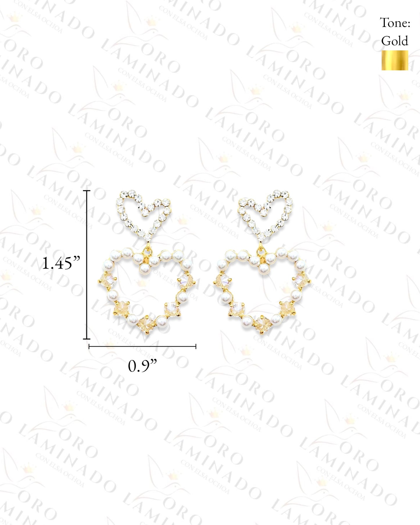 High Quality Heart With Pearls Earrings R455