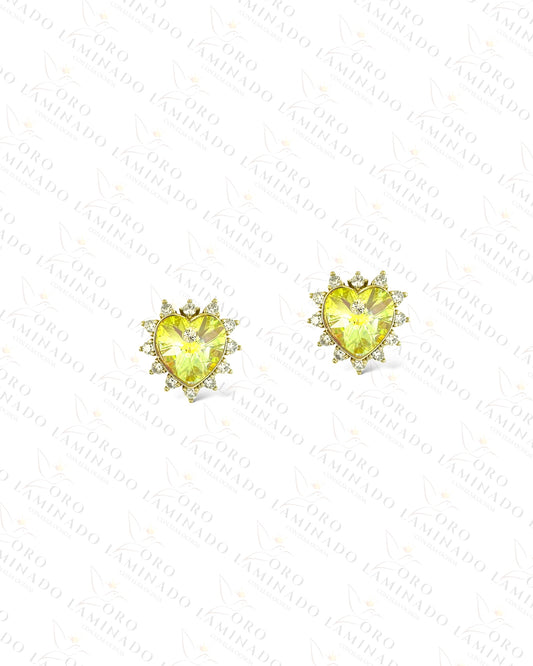 High Quality Yellow/Green Heart Earrings Y322