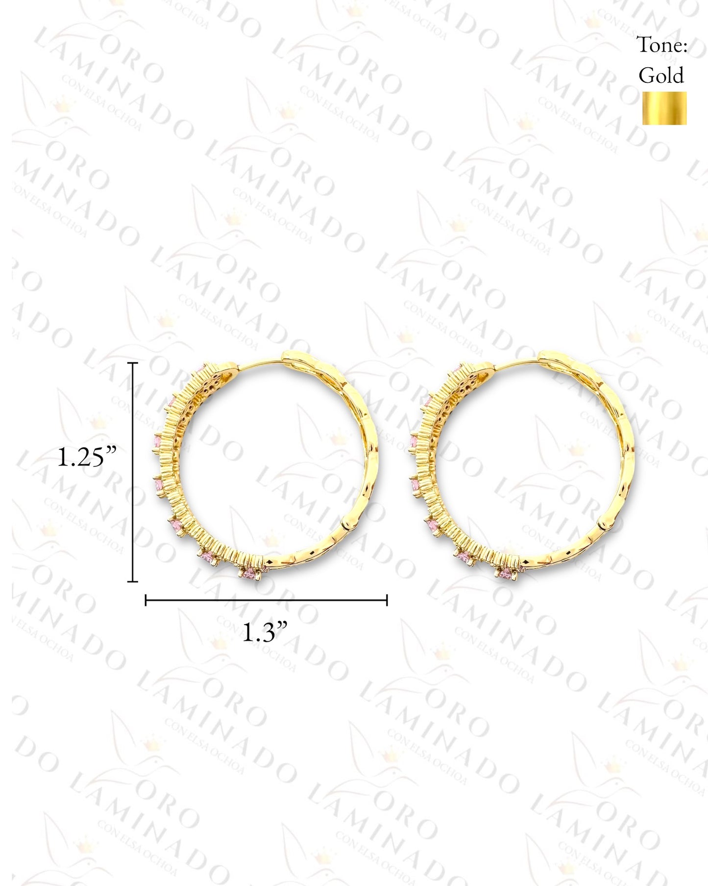 High Quality Crystal Squares Hoop Earrings (Gold Filled) G136