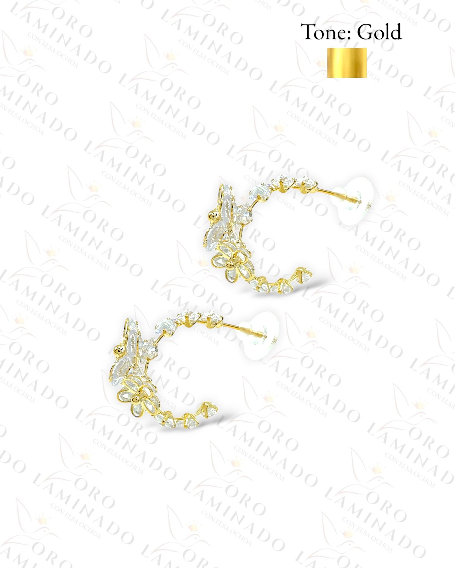 High Quality Gold and Crystal Flowers Earrings C138