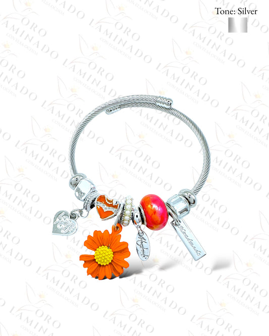 Silver Orange Charm Bracelet B366