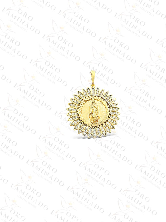 Gold Filled Virgin Mary Flower Pendant G18