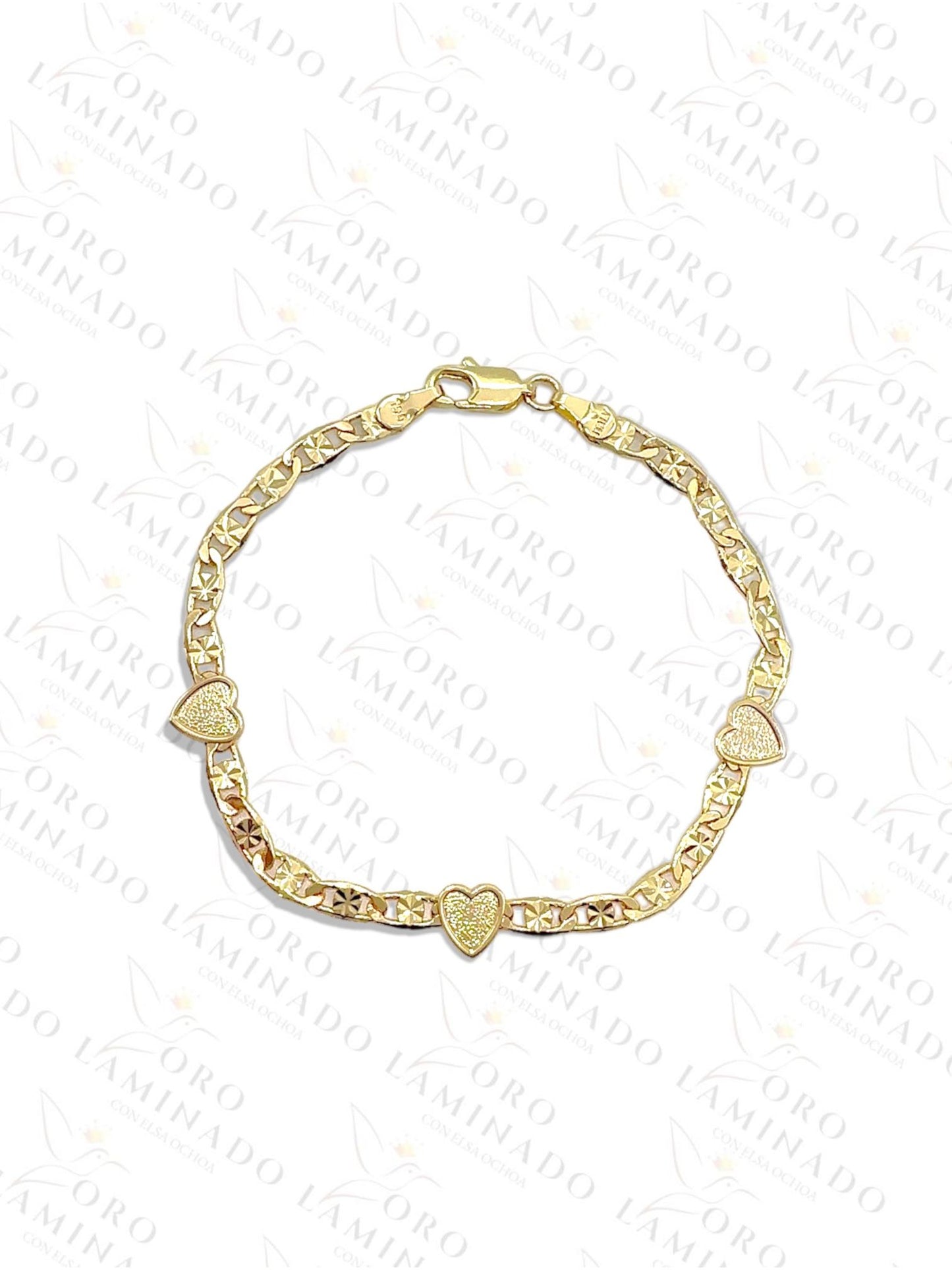 Gold bracelet with three hearts G231