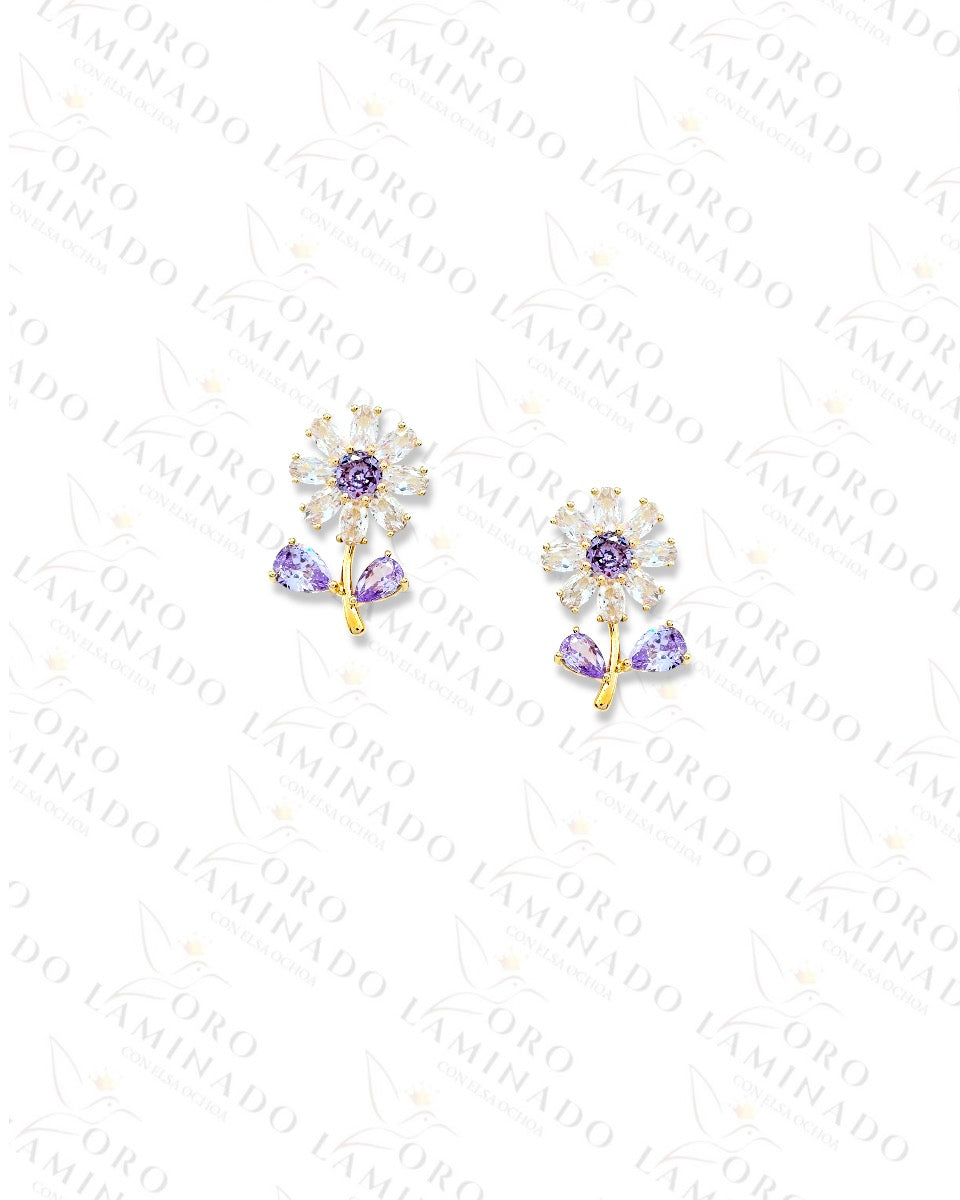 High Quality Purple Flower Earrings B191