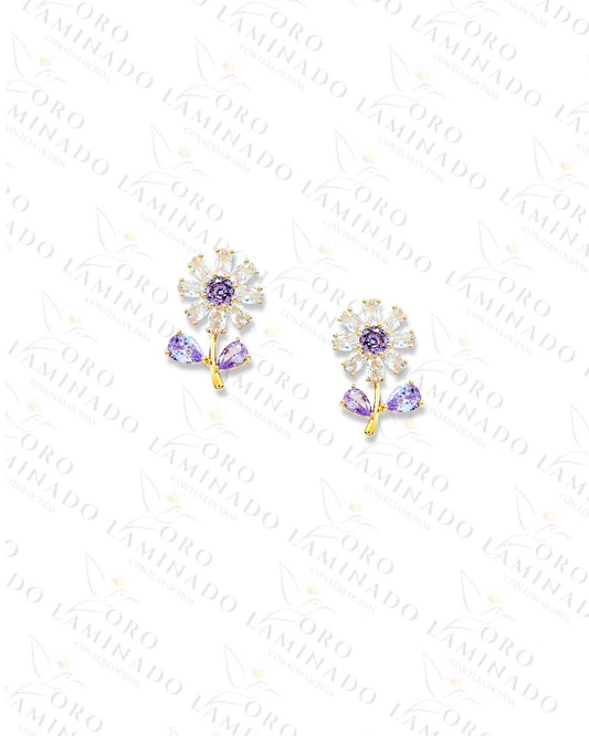 High Quality Purple Flower Earrings B191