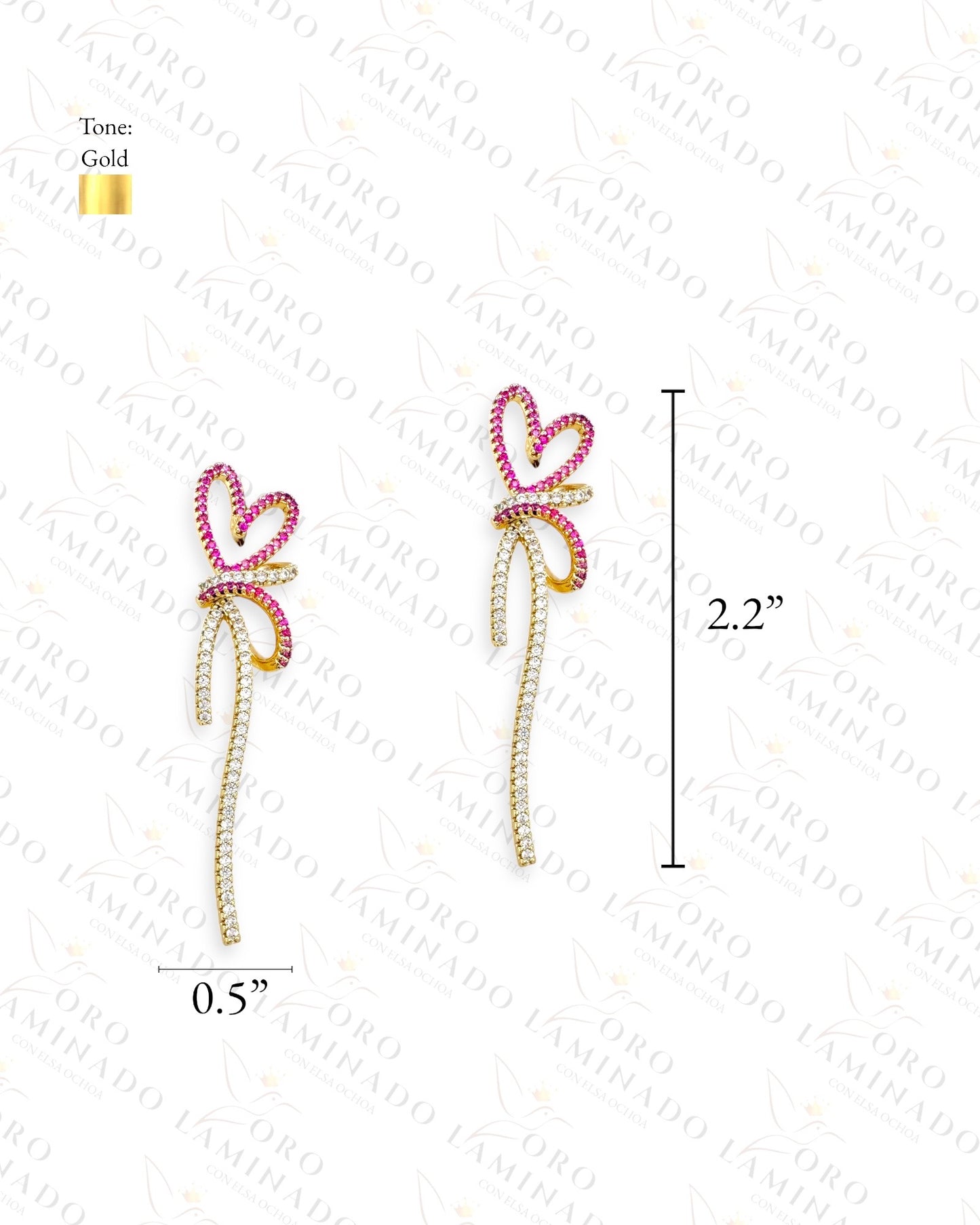 High Quality Pink Long Heart Earrings R279