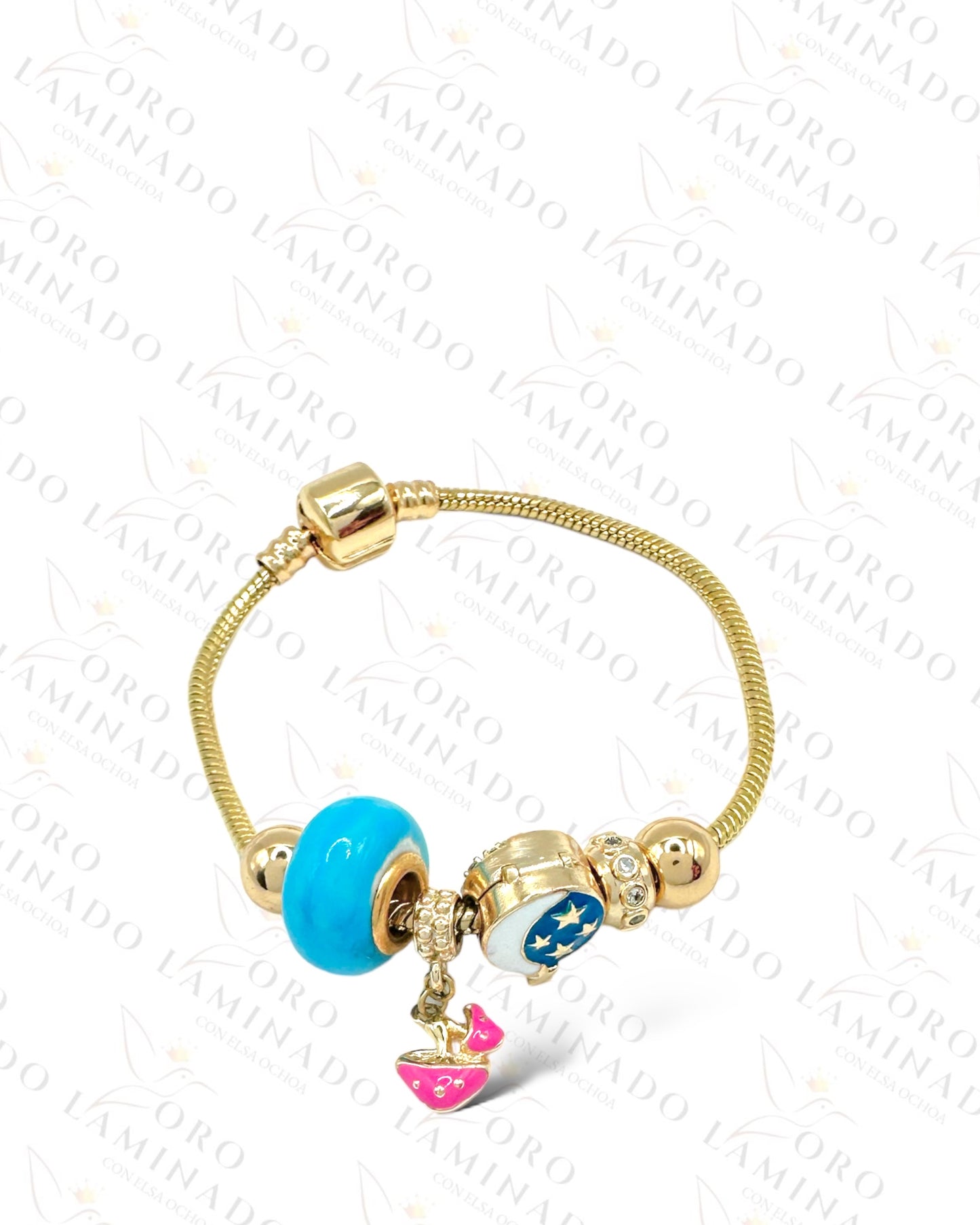 High Quality Pink Mushroom Charm Bracelet B371