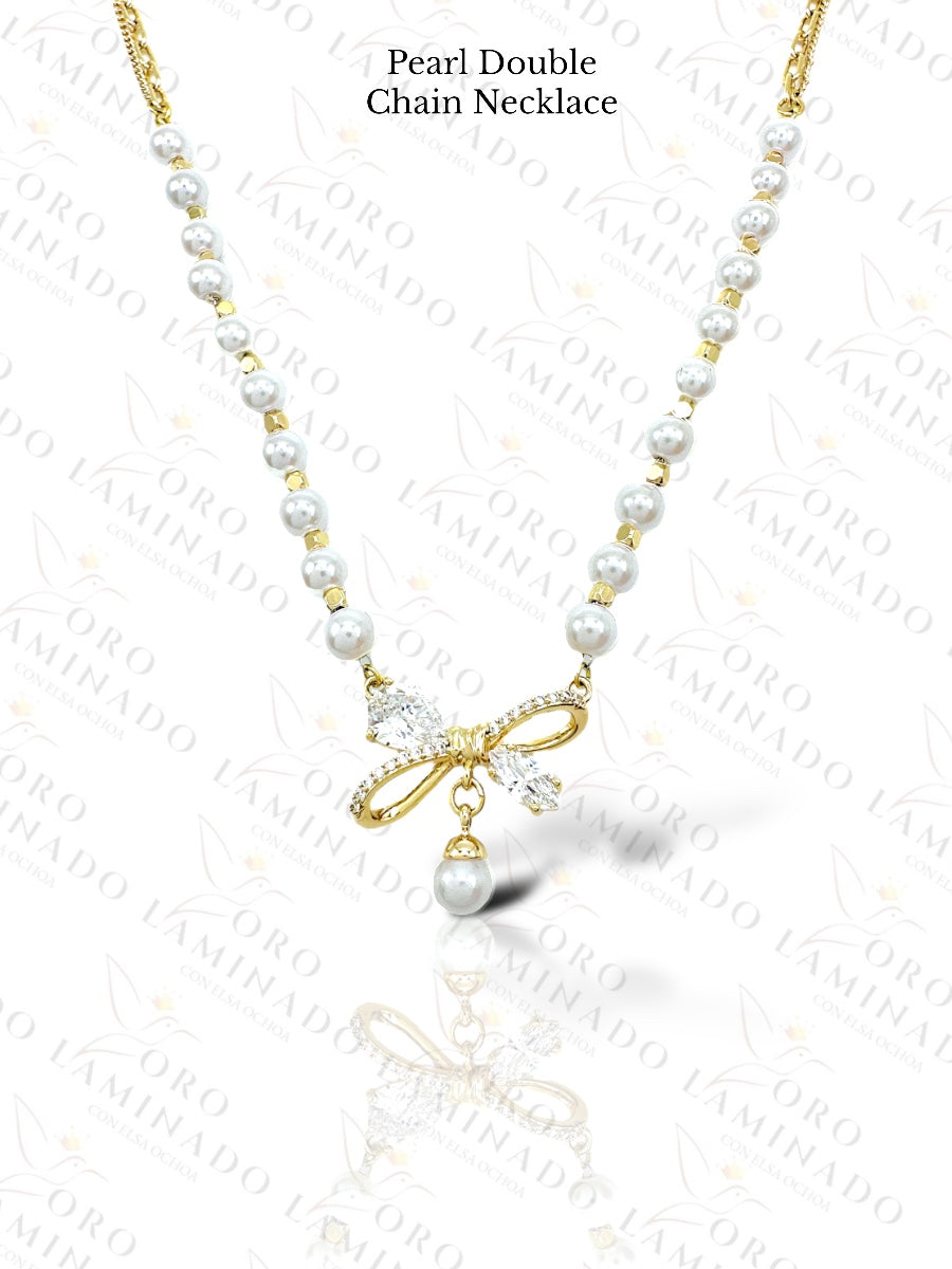 High Quality Pearl Double Chain Necklace R145