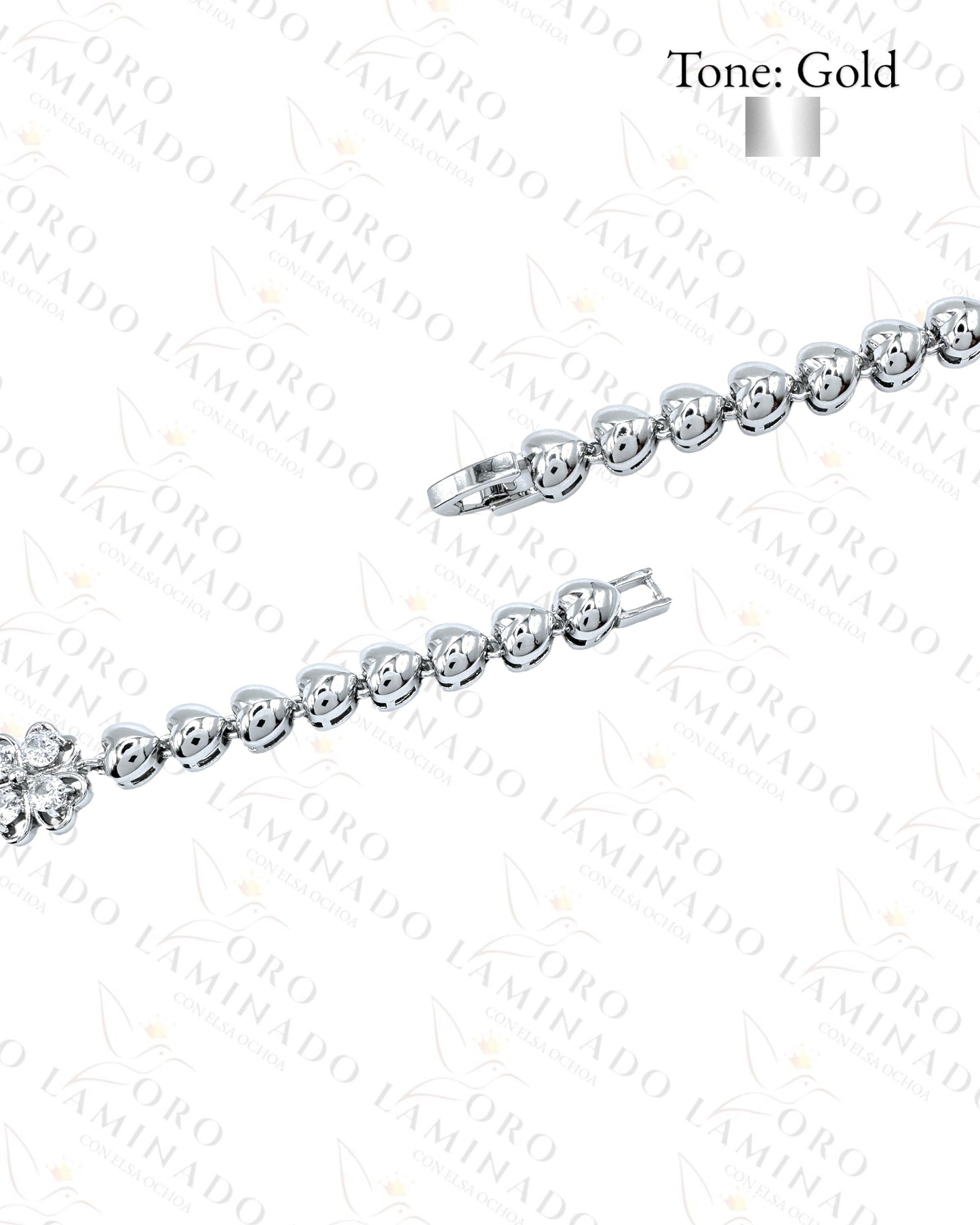 Silver Crystal Flowers Bracelet (Pack of 6) G172