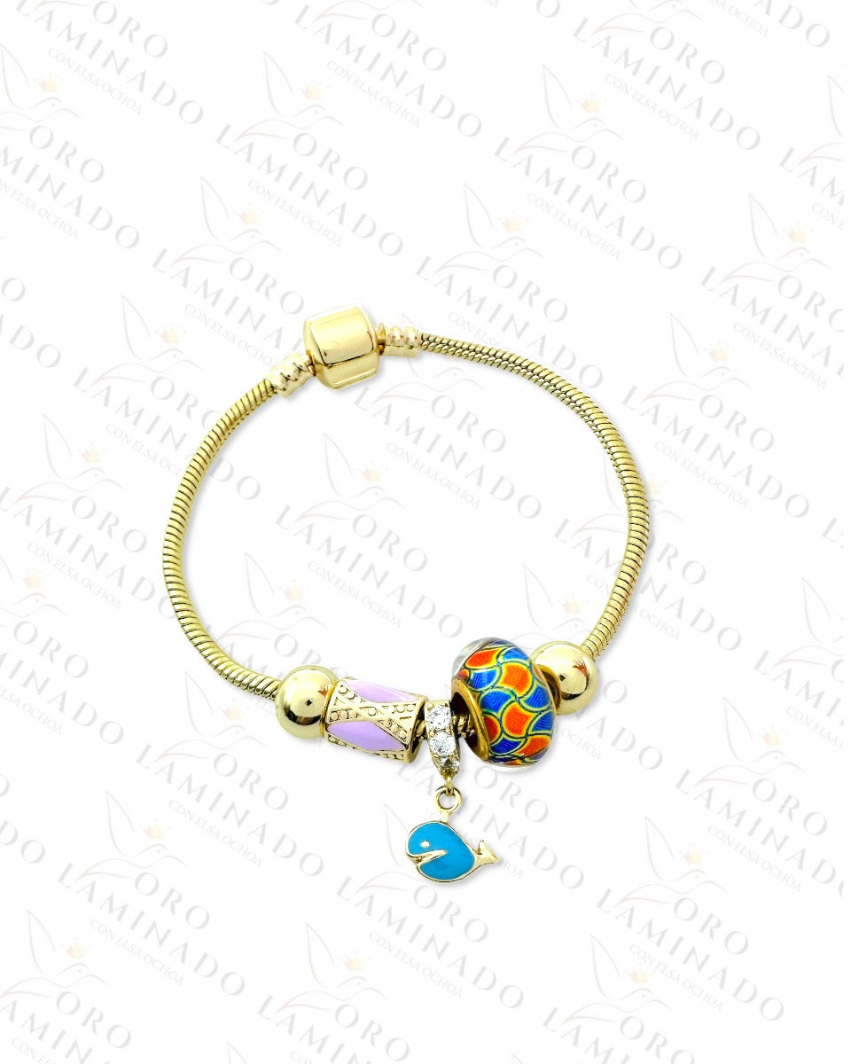 High Quality Blue Whale Charm Bracelet (Gold Filled) C201