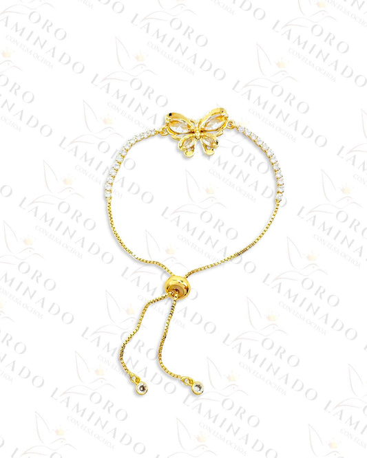 Gold Filled Crystal Butterfly Adjustable Bracelet R345