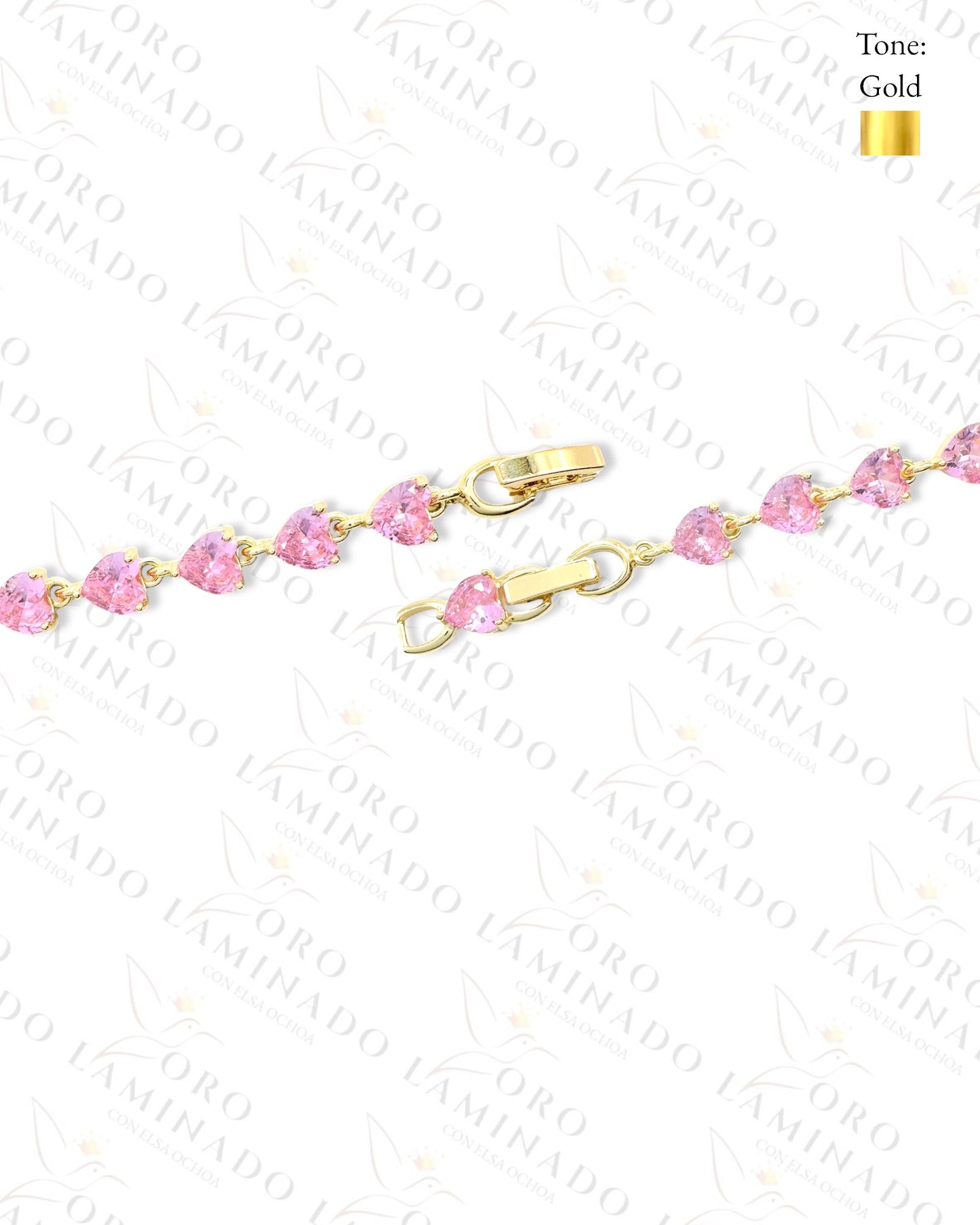 Ligth Pink Crystal Hearts Bracelet R10