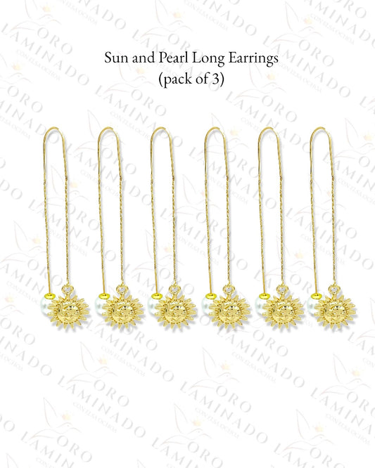 Sun and Pearl Long Earrings R105