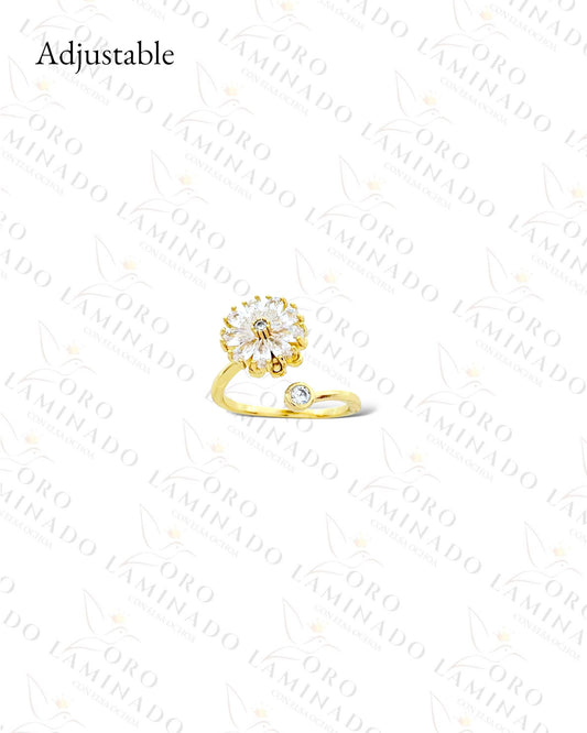 Adjustable Petite Crystal Flower Ring (Gold Filled) B71