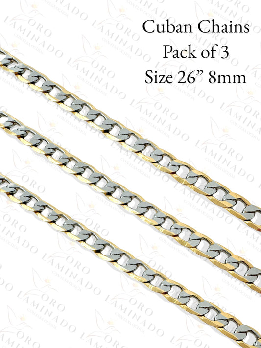 Two Tones Cuban Chains Pack of 3 Size 26" 8mm R60