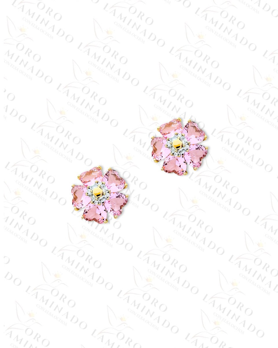 High Quality Pink Flower Earrings C378