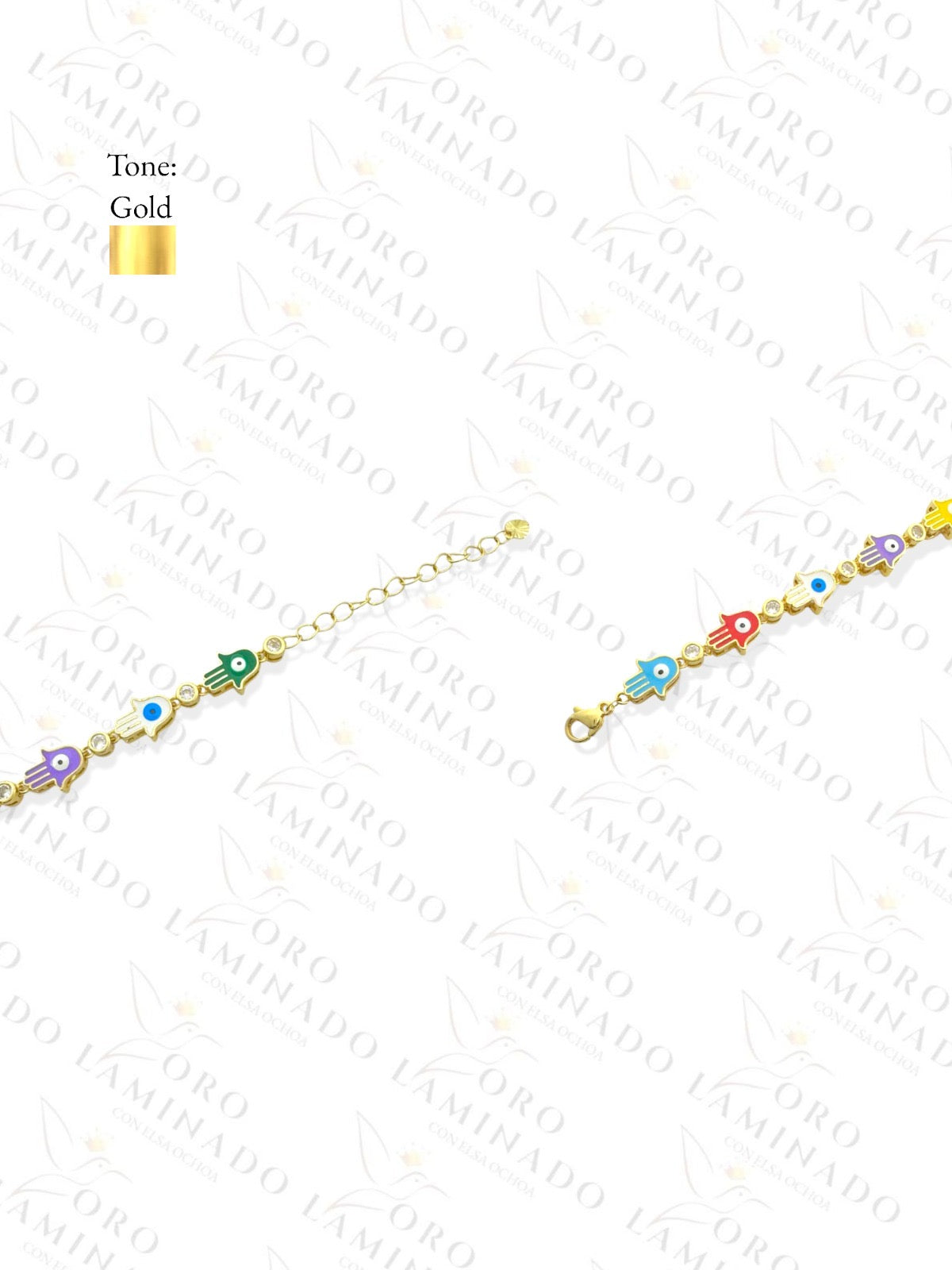 Gold Filled Multi-Color Hamsa Hand Eye Anklet R442