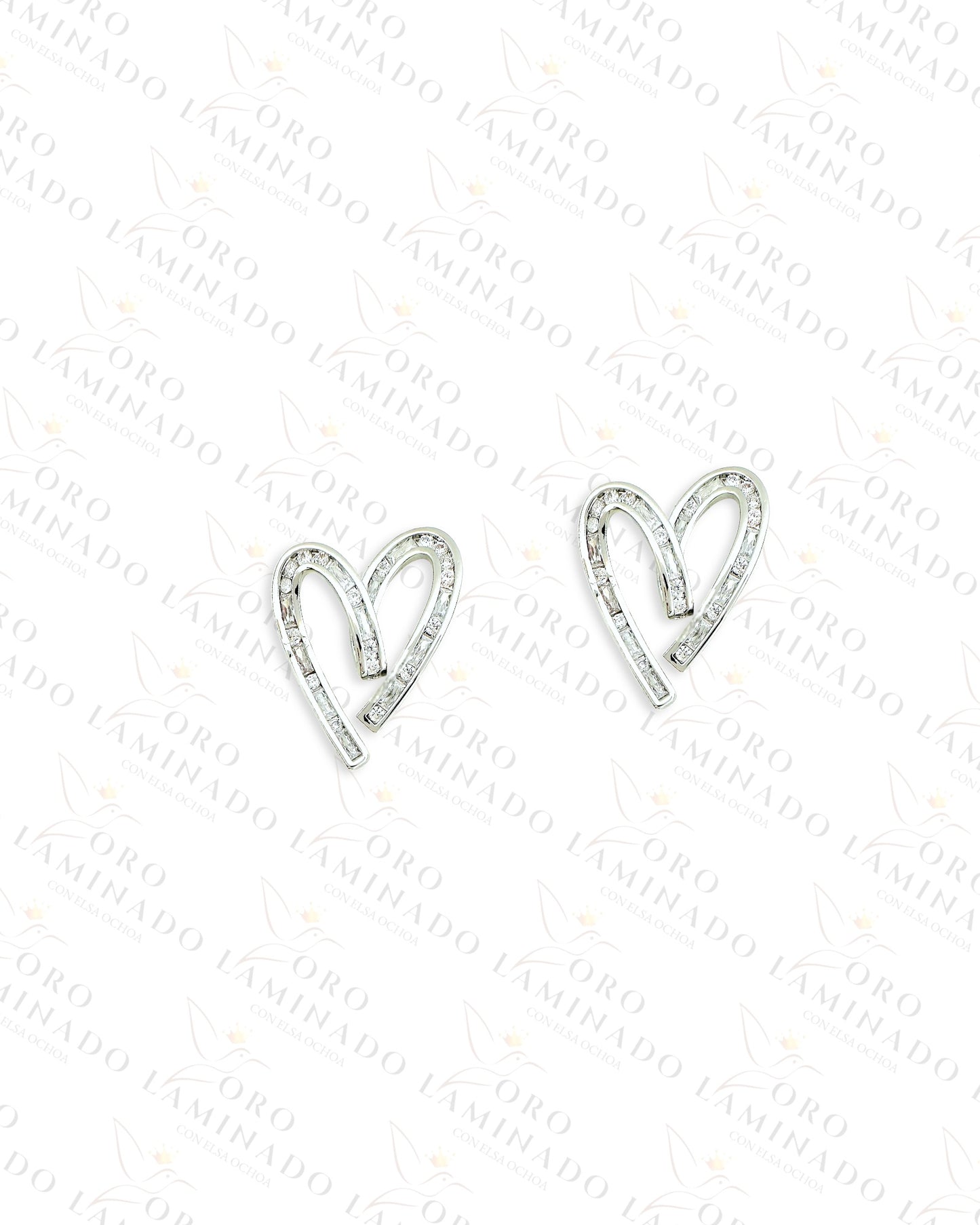 High Quality Silver Crystal Heart Earrings C390