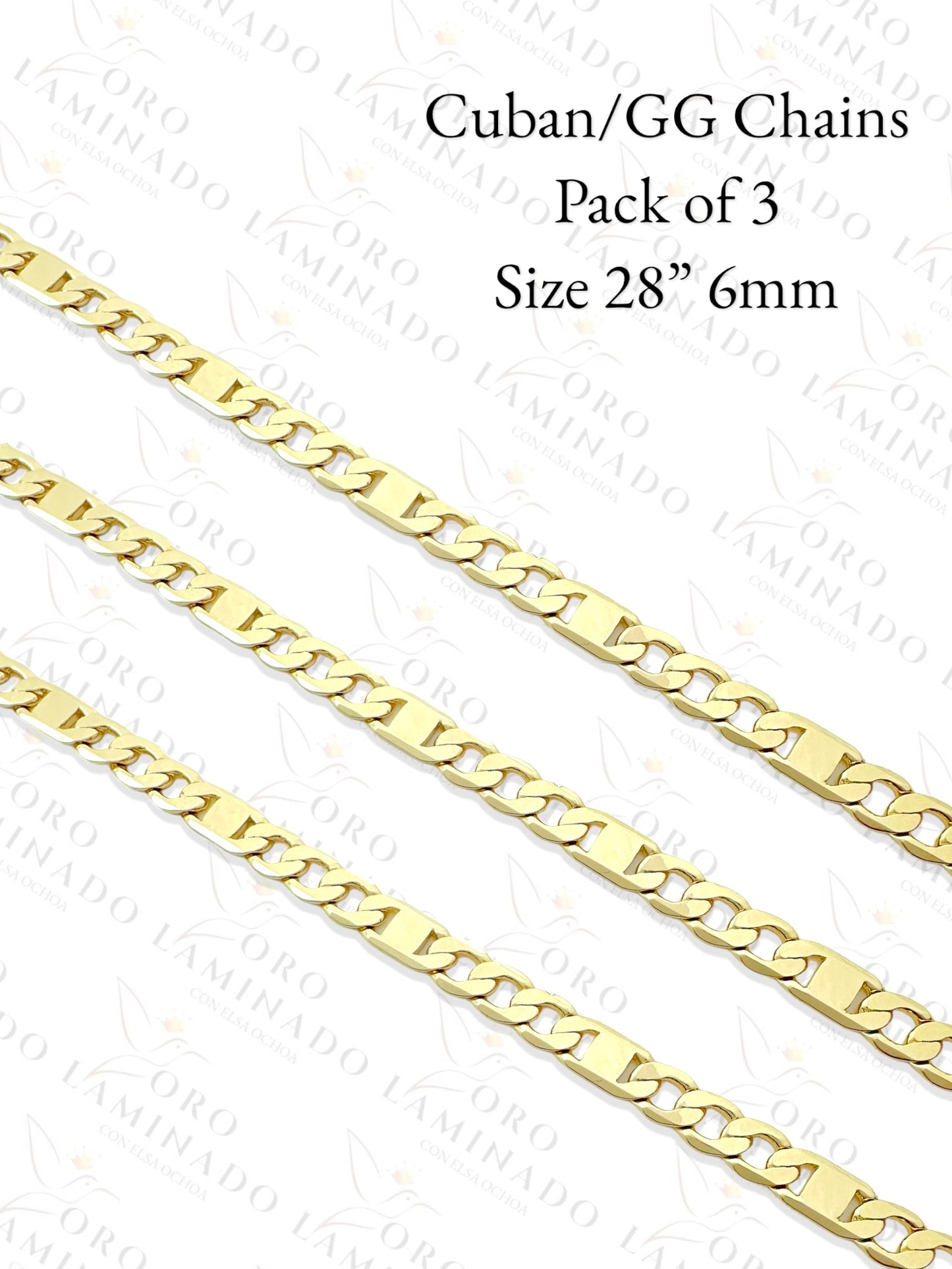 Cuban / GG Chains Pack of 3 Size 28" 6mm R222