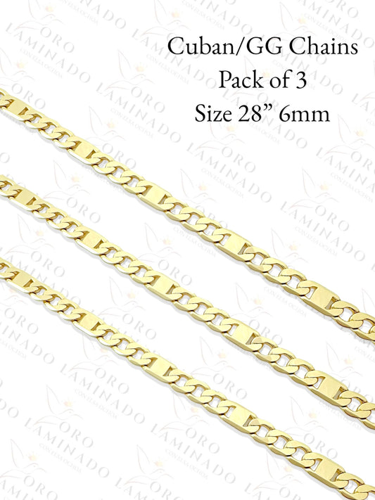 Cuban / GG Chains Pack of 3 Size 28" 6mm R222