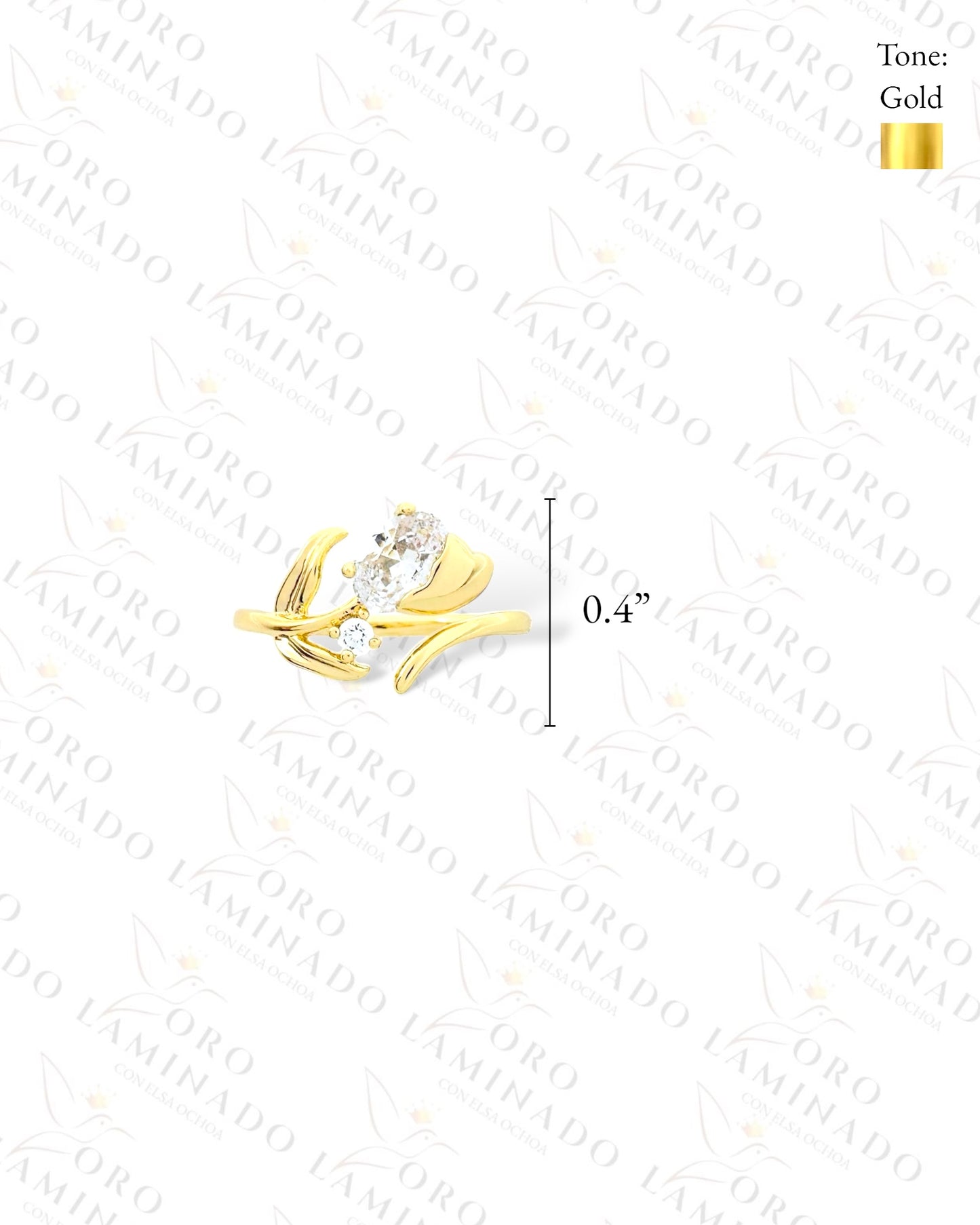 High Quality Adjustable Glass Flower Ring (Gold Filled) B96