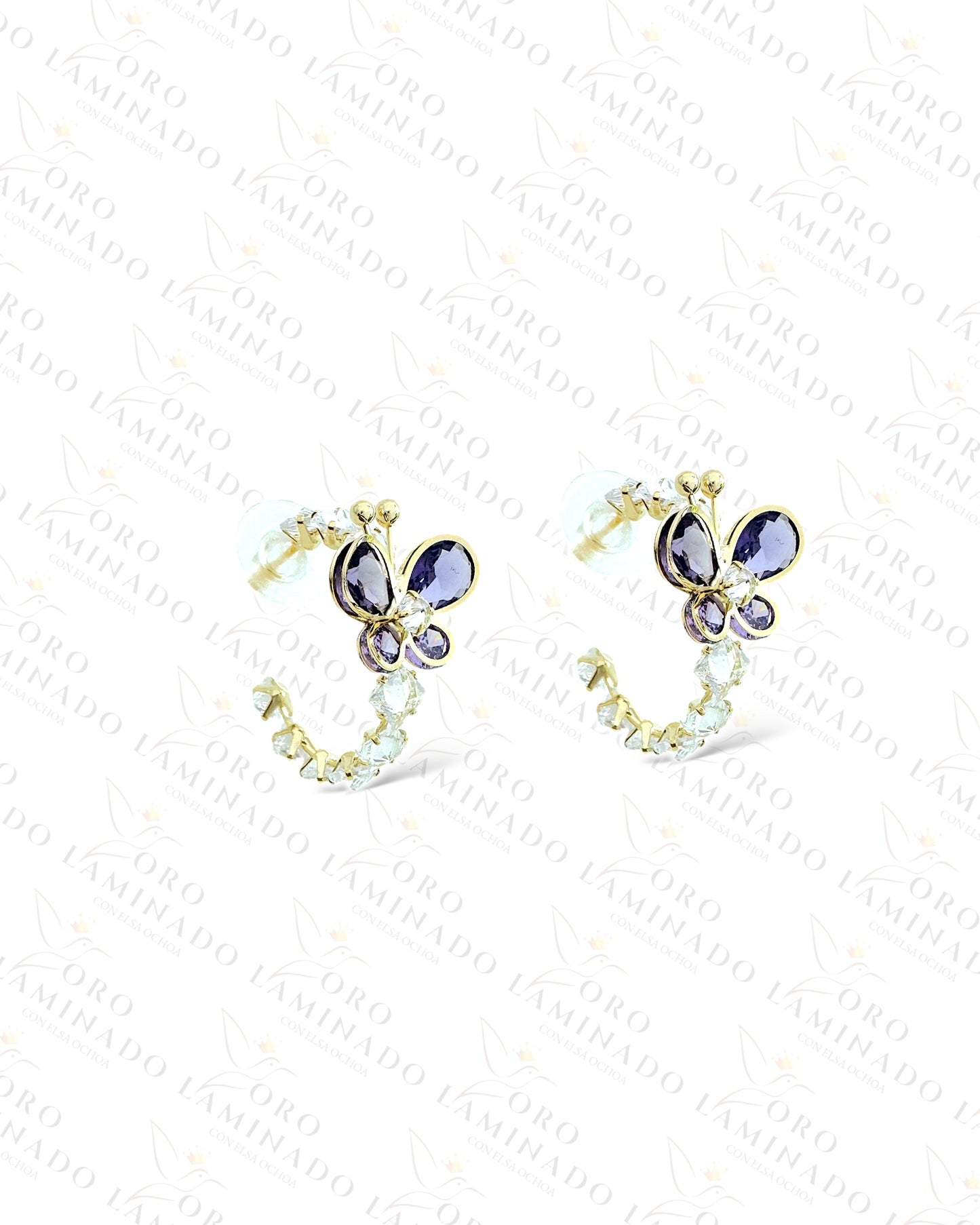 High Quality Purple Butterfly Earrings C422