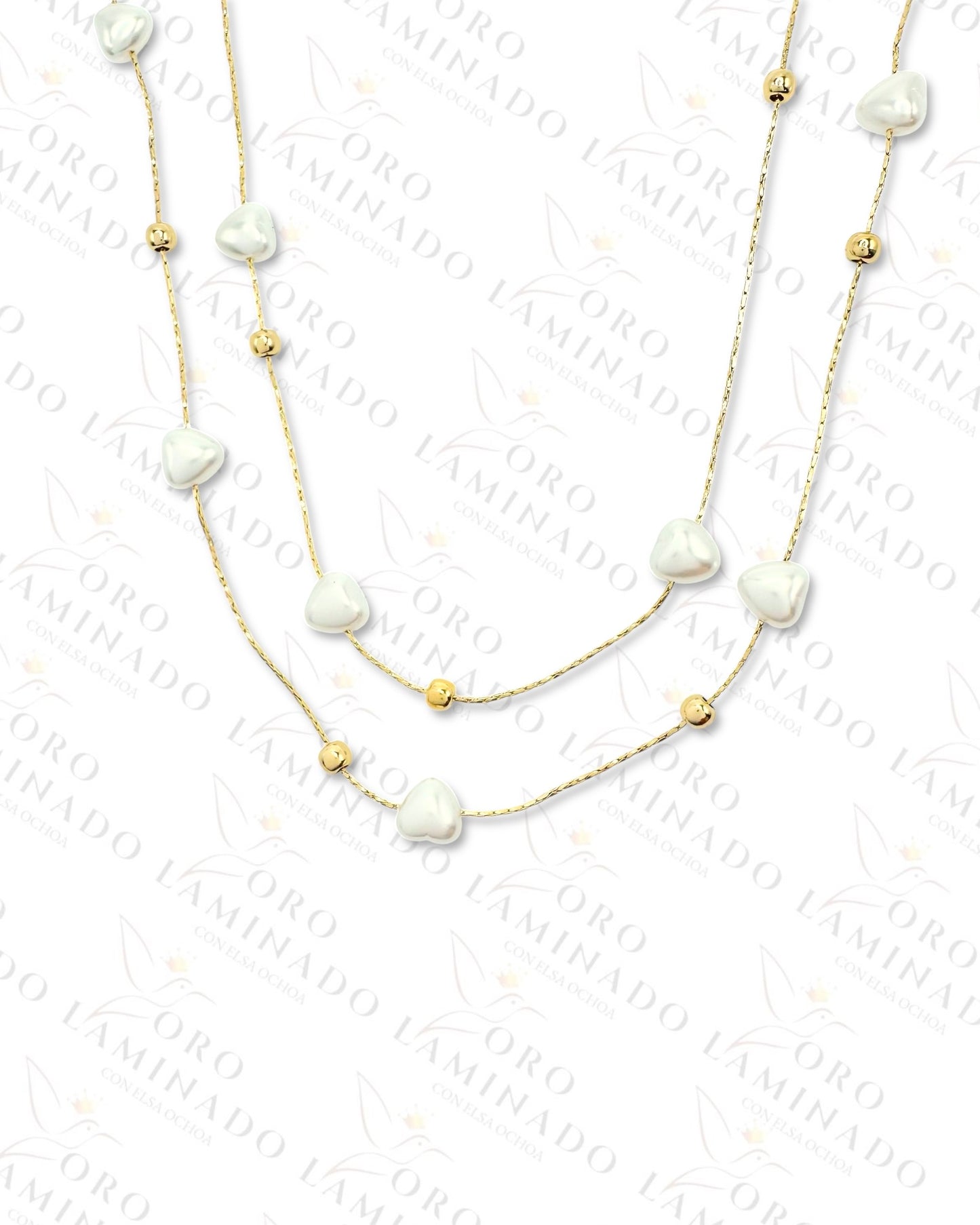 High Quality Double Chain Pearl Necklace (Gold Filled) C349