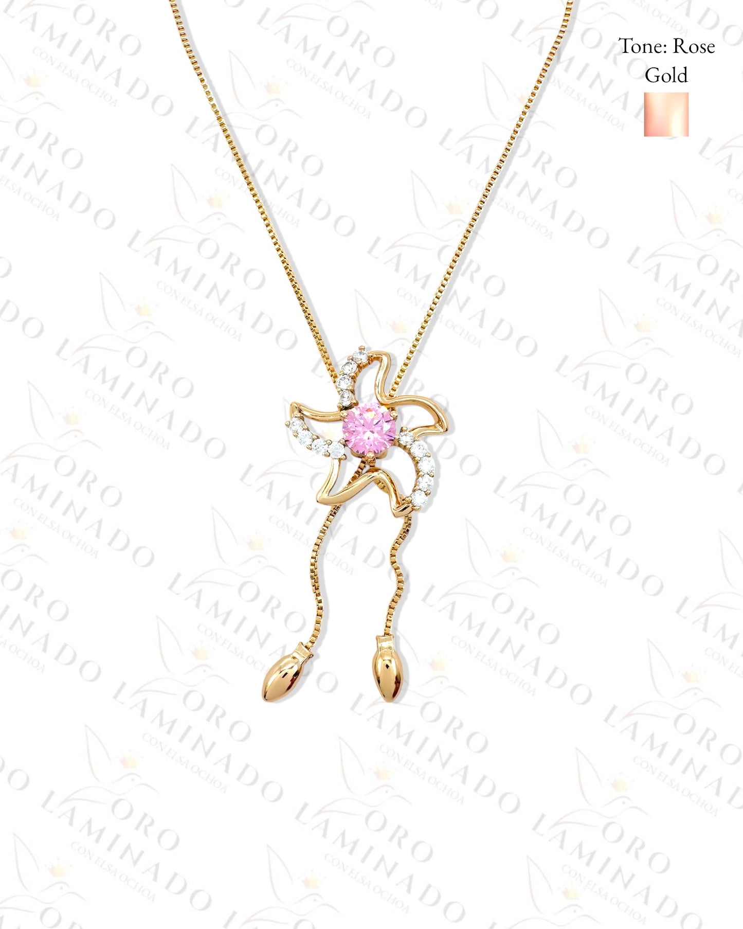 High Quality Pink Starfish Bowtie Necklace R313