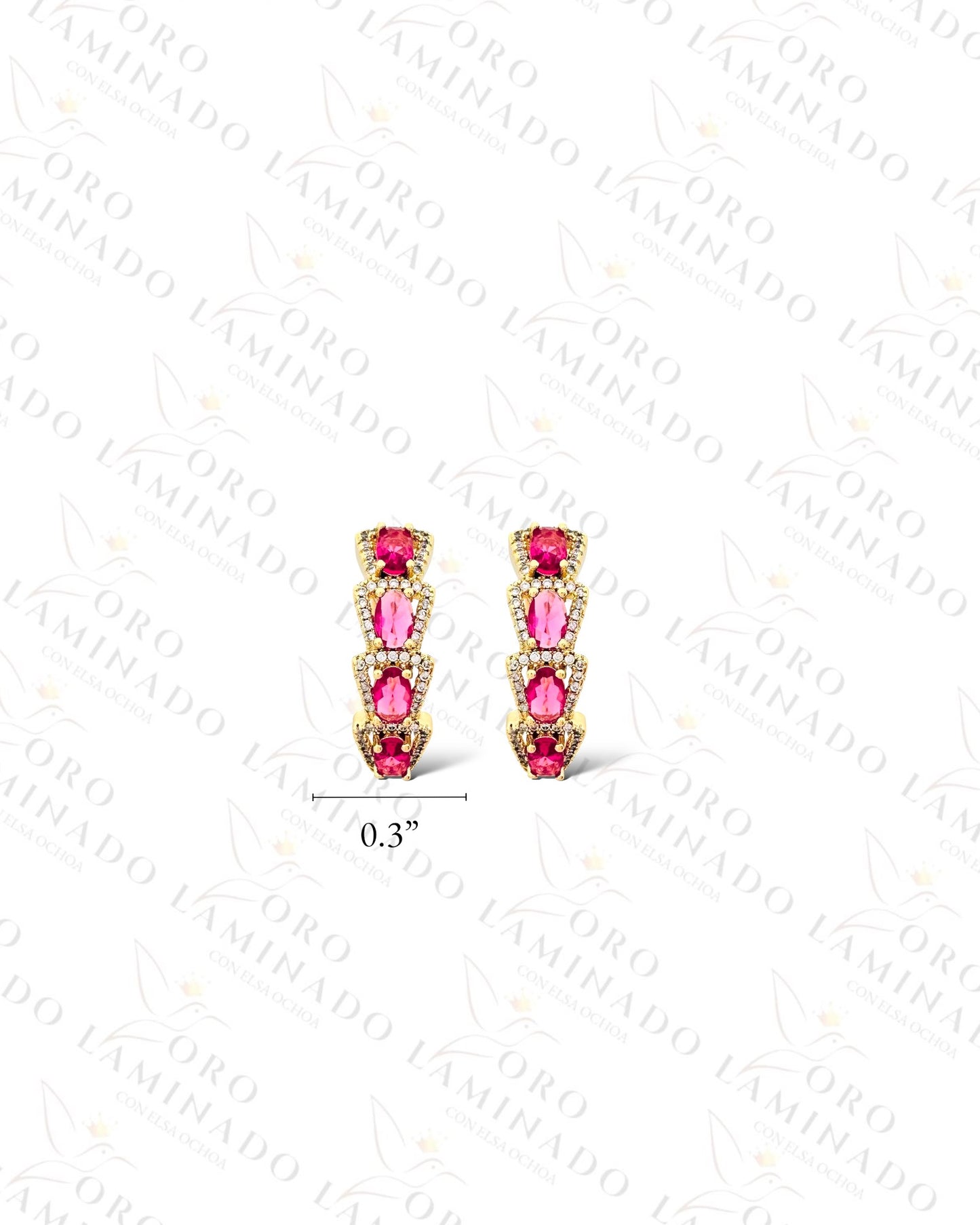 High Quality Clear and PinkHoop Earrings (Gold Filled) G61