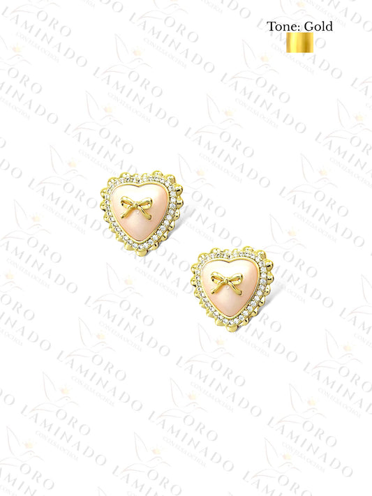 High Quality Pink Pearl Heart Earrings R45