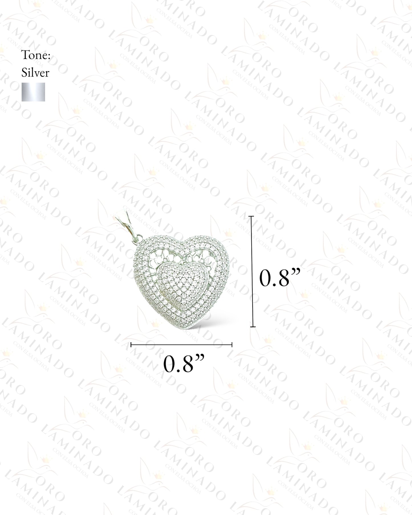 High Quality Silver Double Heart Pendant C92