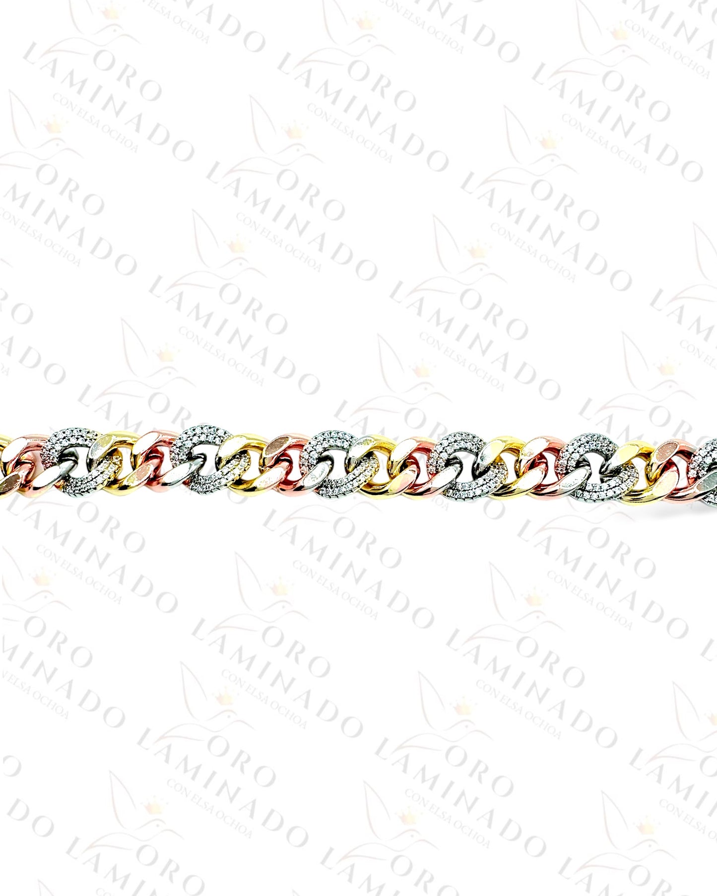 High Quality Three Tones Cuban Bracelet B385