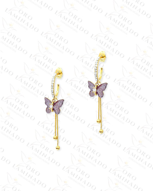 High Quality Purple Butterfly Earrings Y307