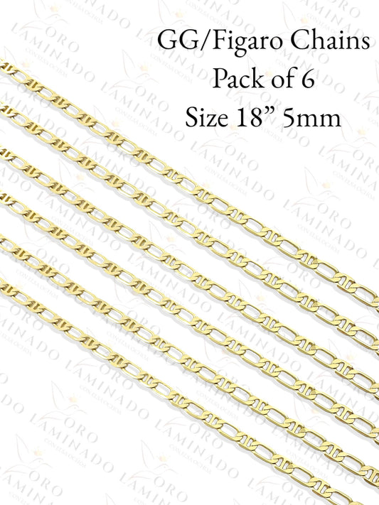 High Quality GG/Figaro Chains Pack of 6 Size 18" 5mm C361