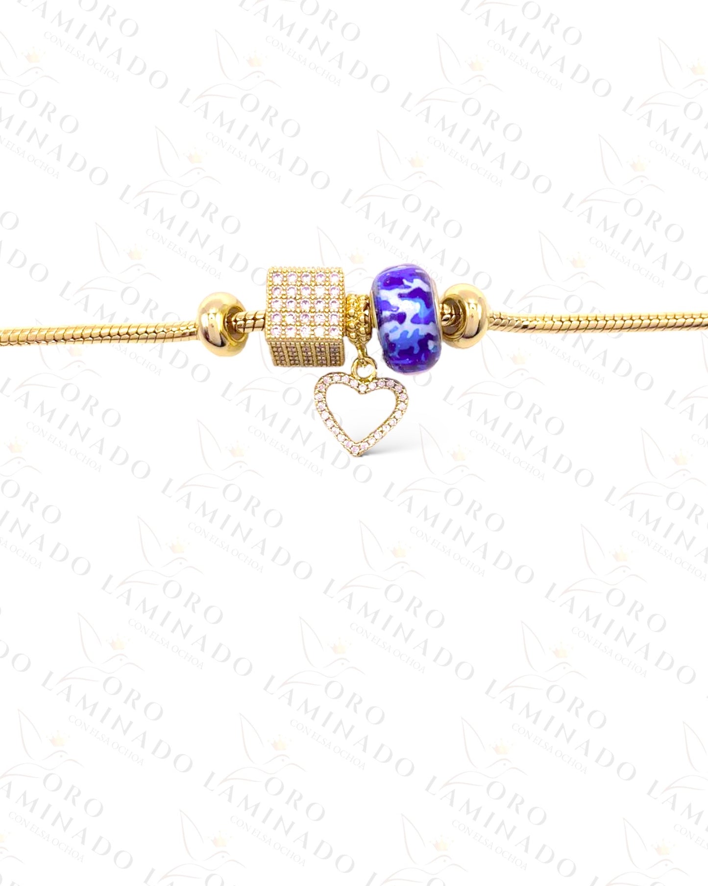 High Quality Sparkling Heart and Dice Charm Bracelet B372