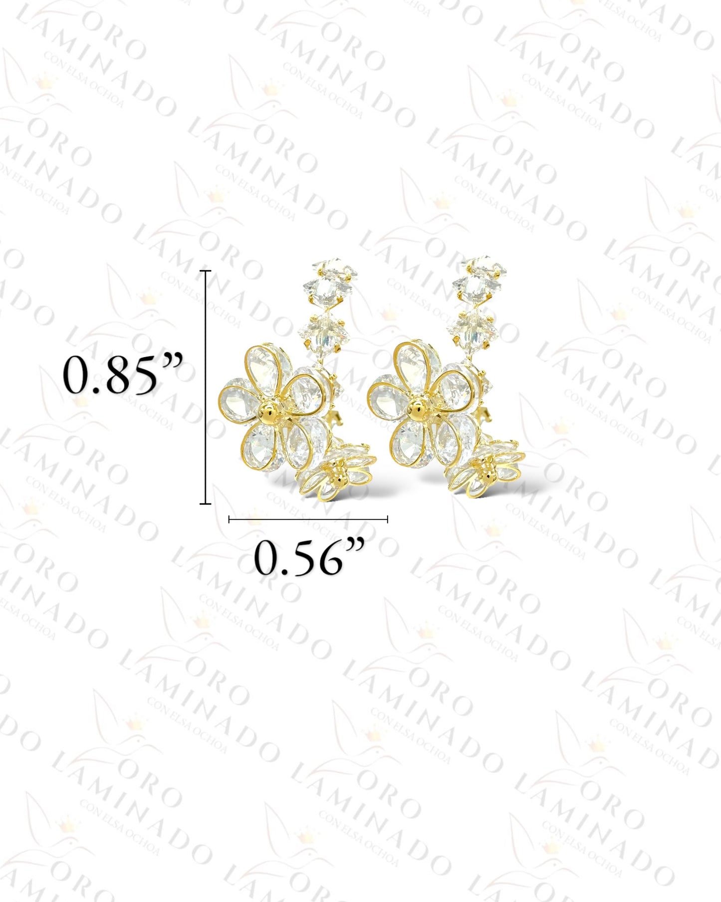 High Quality Gold and Crystal Flowers Earrings C138