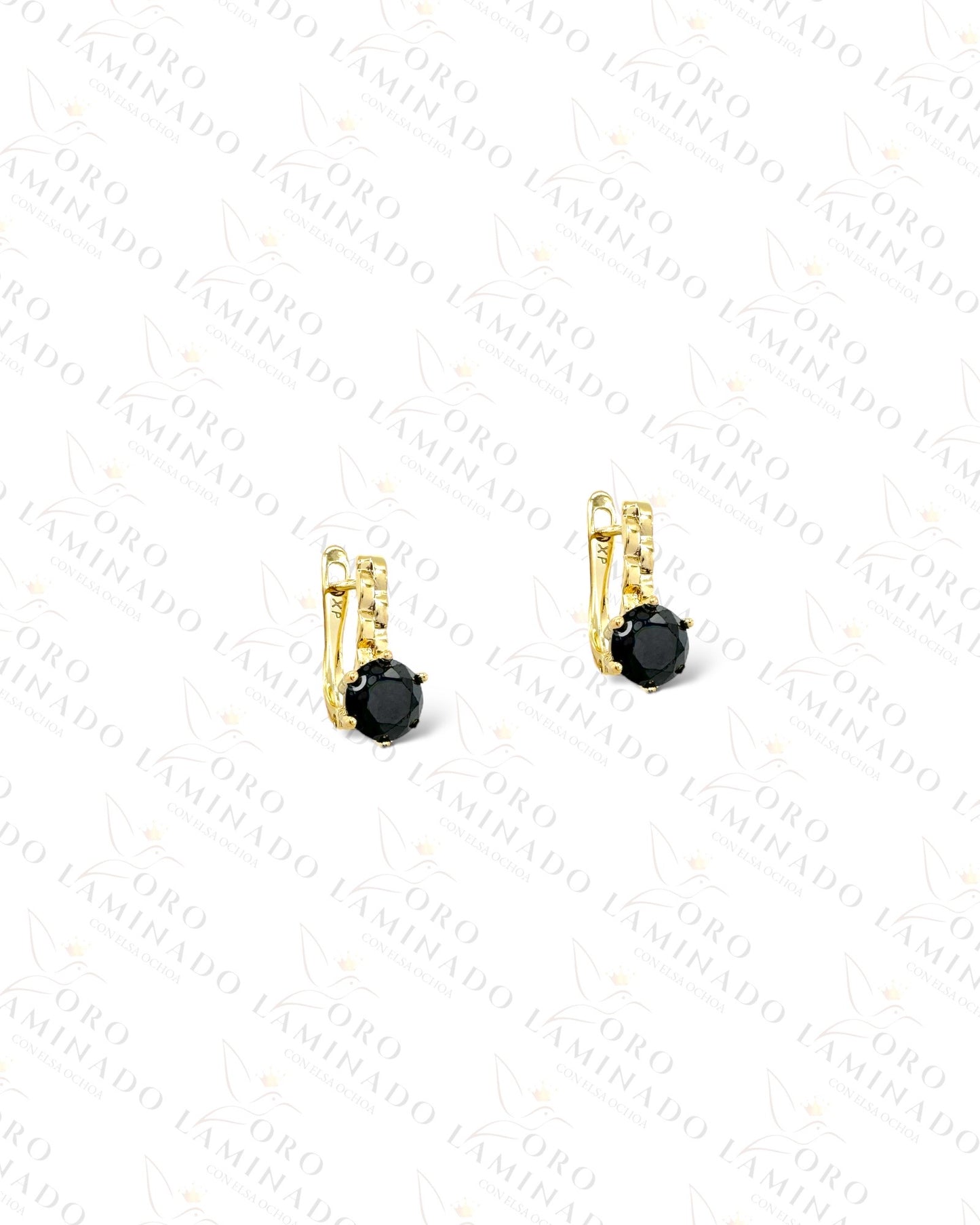 High Quality Black Round Stone Earrings R127