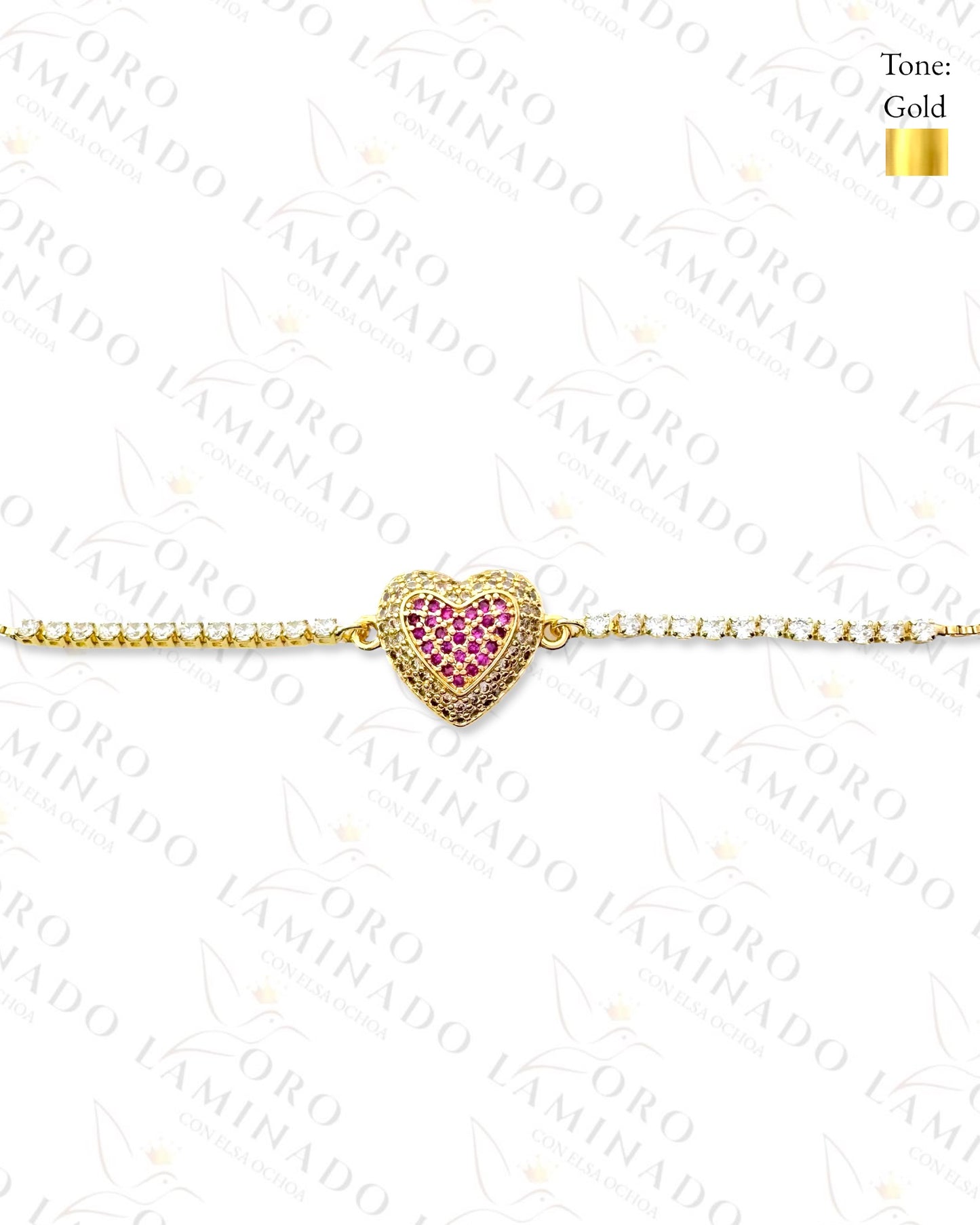 Gold Filled Diamond Heart Adjustable Bracelet R46