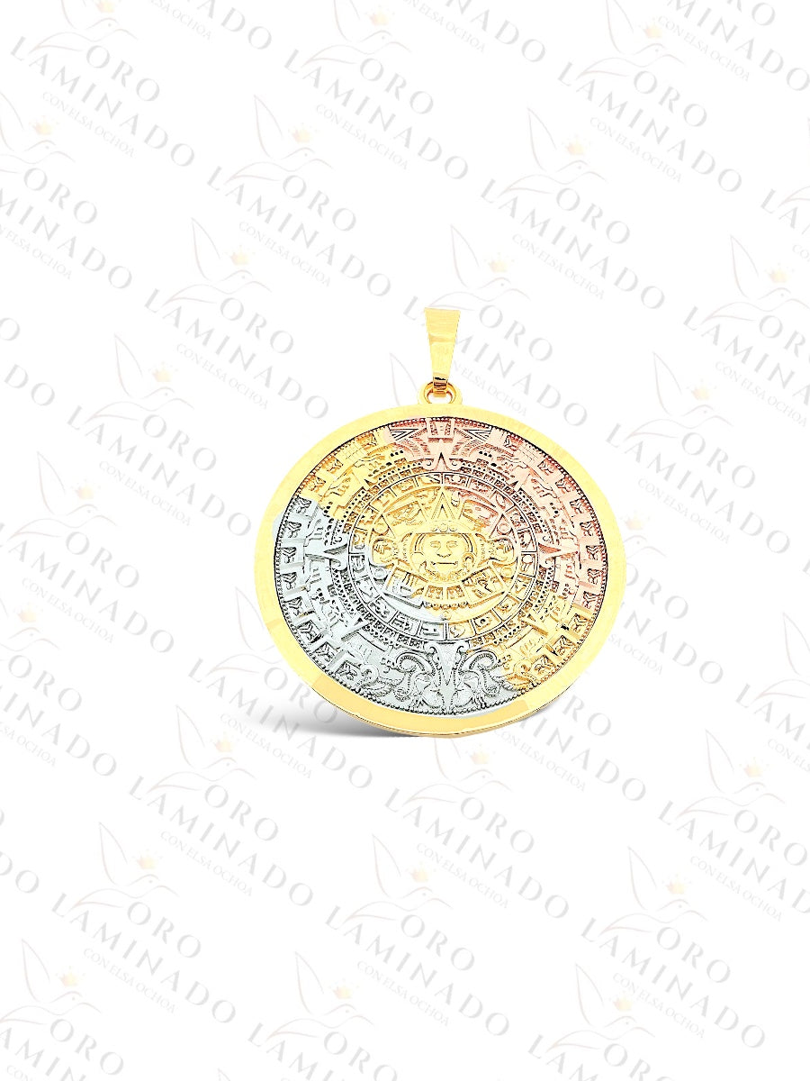 Three Tones Aztec Calendar Pendant R138