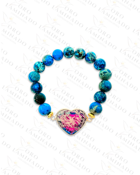 Blue and Pink Quartz Bracelet Y254