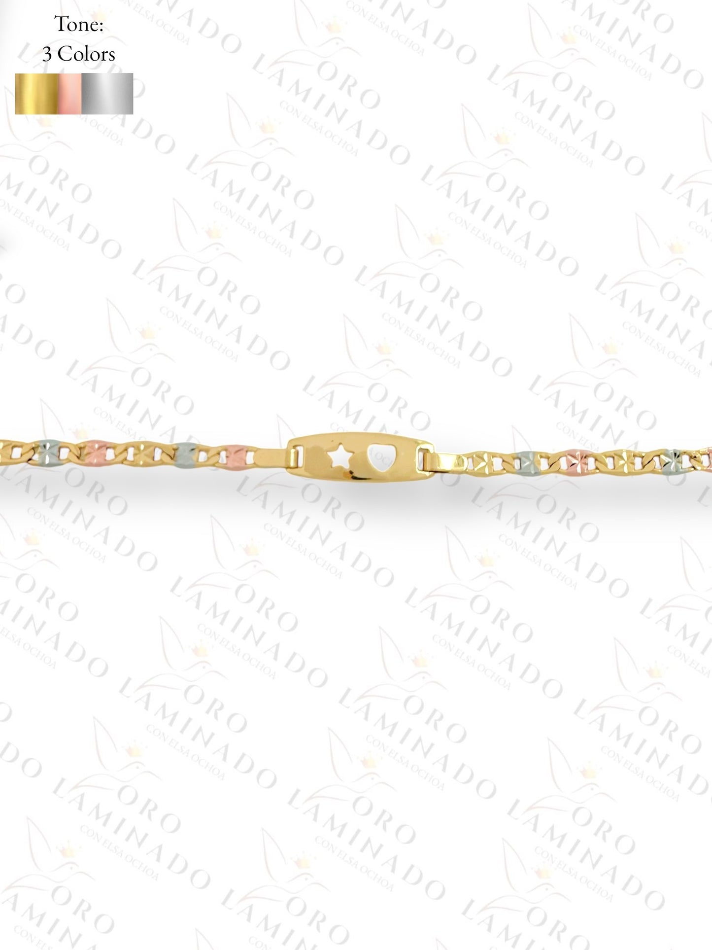 Gold Filled Three Tones Heart and Star Kids Bracelet Y421