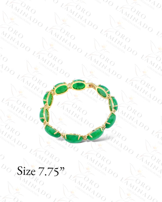 Green Round Stone Gold Bracelet R51