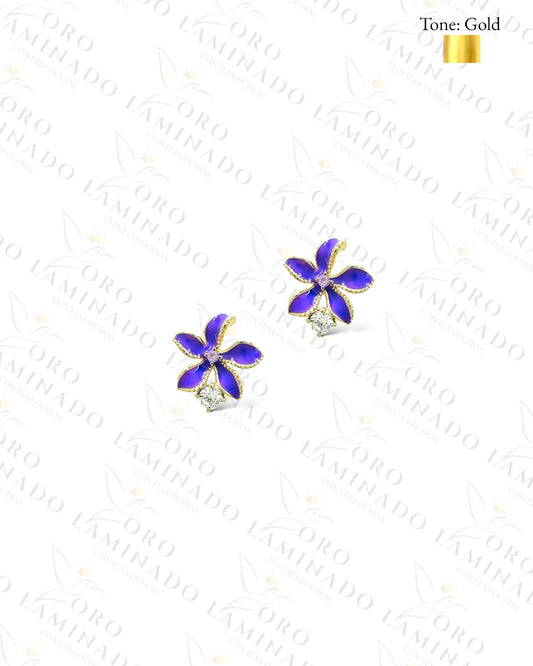 High Quality  Purple Flower Earrings R377