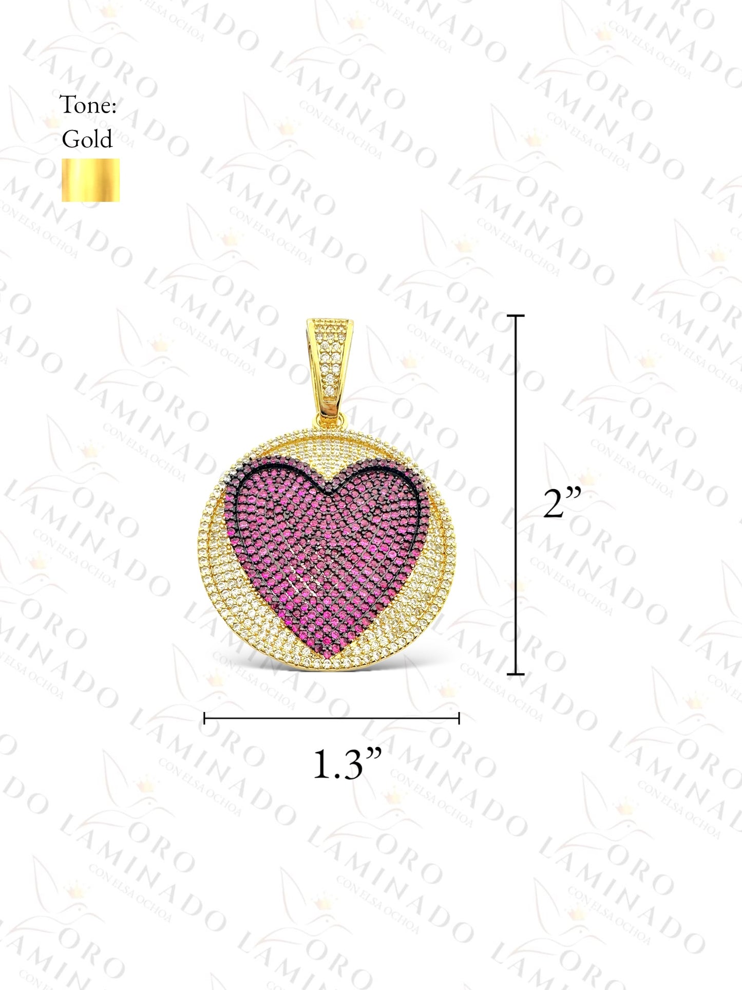 Gold Filled Purple Round Heart Pendant B128